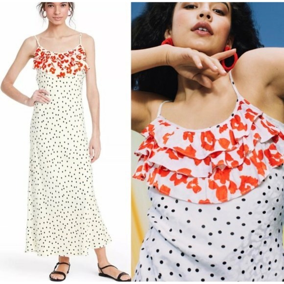 Rixo for Target polka dot sleeveless ruffle maxi slip dress - Picture 2 of 10